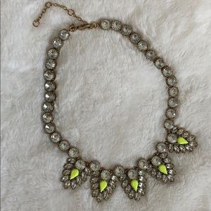 J. Crew Neon Yellow Crystal Leaf Necklace